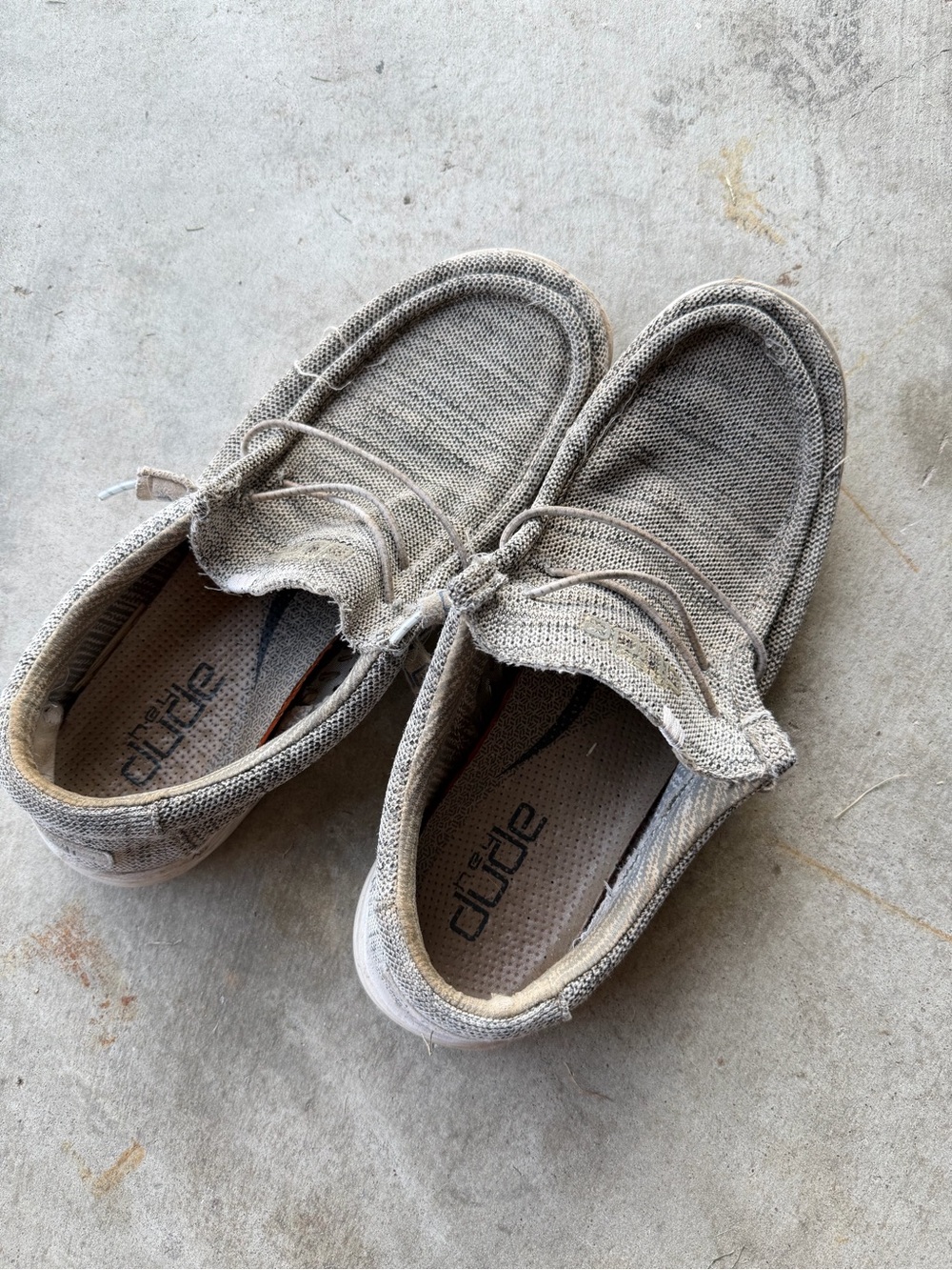 men’s grey hey dudes
size 11